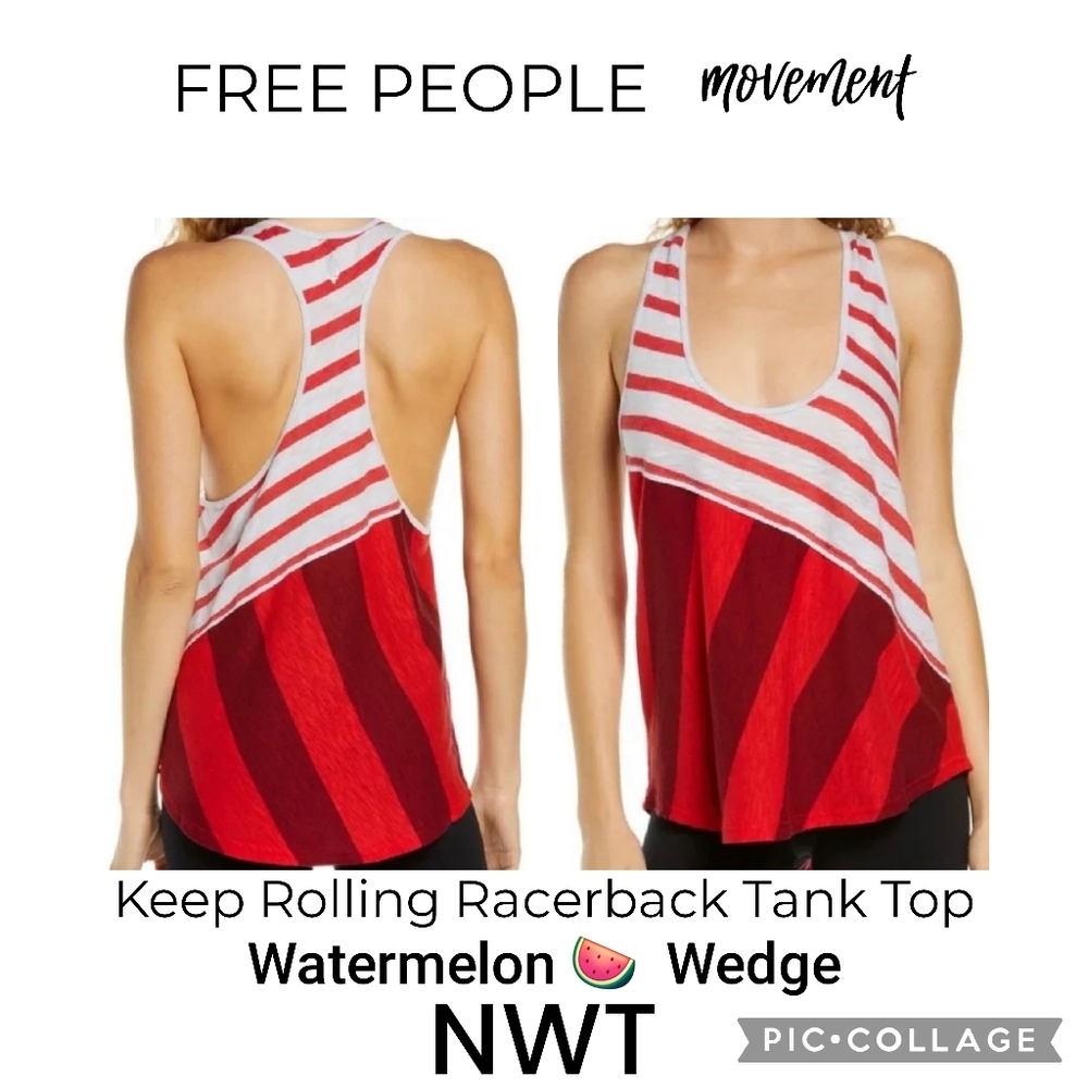 Free People Movement Rolling Tank Racerback Tank Watermelon Wedge  FP1027